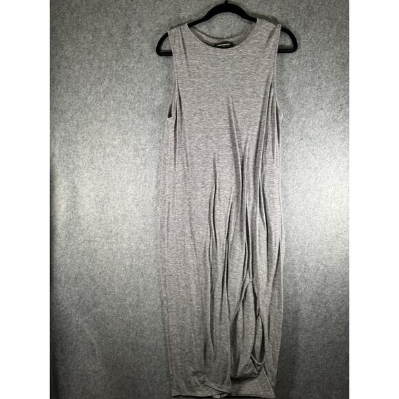 Something Navy Dress Women 1 (Small) Gray Tank Midi Stretch Minimalist Essential - Picture 1 of 7